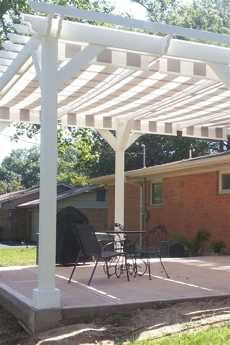 Add Striped Fabric Pattern Retractable Awnings To Your Existing Pergola