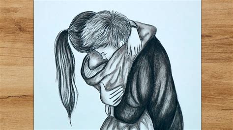How To Draw A Couple Hugging For Beginners Pencil Drawing Tutorial