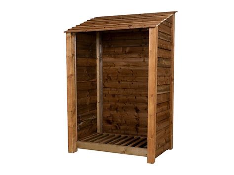 Wooden Log Store W 119cm H 180cm D 88cm Brown Finish Diy At Bandq