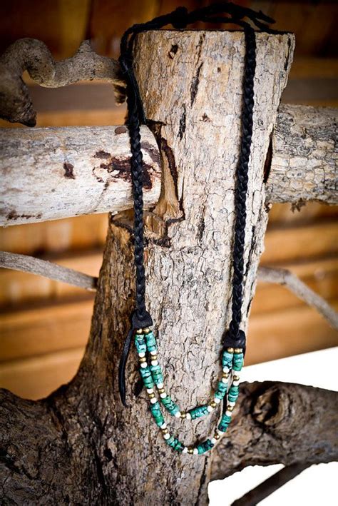 Turquoise And Leather Necklace Etsy Leather Necklace Necklace
