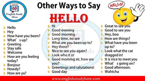Other Ways To Say Hello Ways To Say Hello Other Ways To Say English