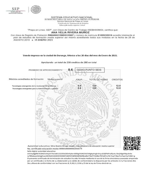 Certificado Prepa Durango Pdf
