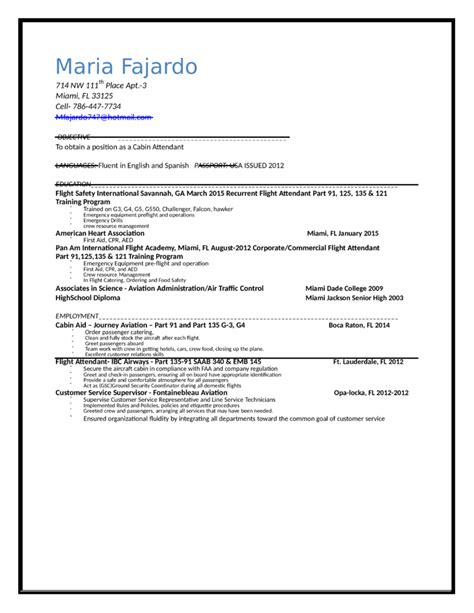 Flight attendants serve as the face of an airline, so professionalism is vital. Basic Flight Attendant Resume Template