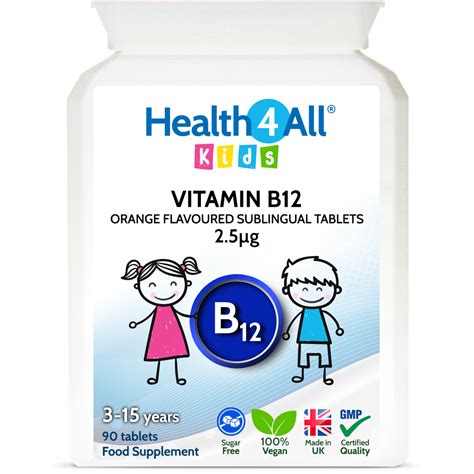 Kids Vitamin B12 25µg Sublingual Tablets Health4all