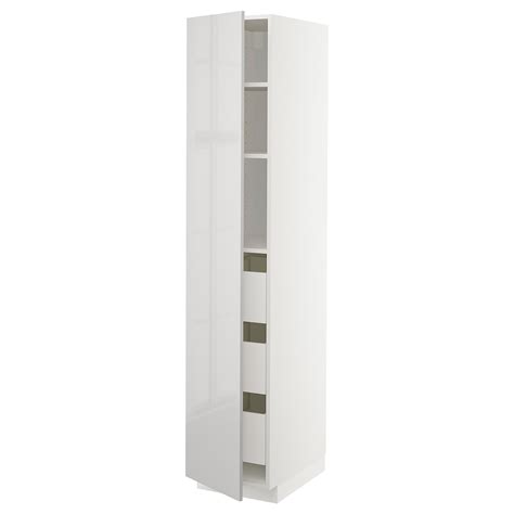 METOD / MAXIMERA white, Ringhult light grey, High cabinet with drawers ...