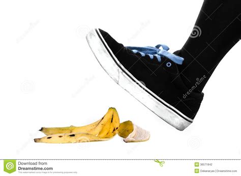 Either way, if you cannot protect your head from a fall of six feet, your skull would fracture. Foot, Shoe About To Slip On Banana Peel Stock Photo ...