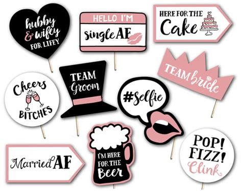 Funny Wedding Printable Photo Booth Props Signs Hand Etsy