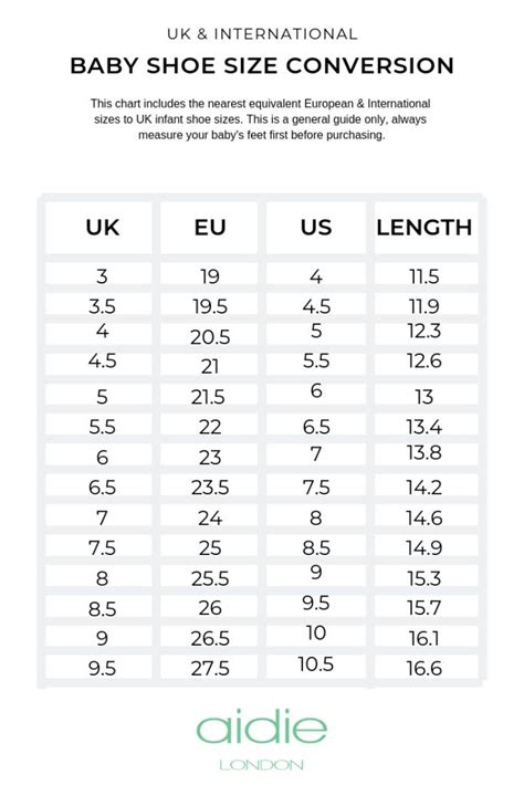 Shoe Size Conversion Chart Aidie London Baby Goods Toddler Shoe