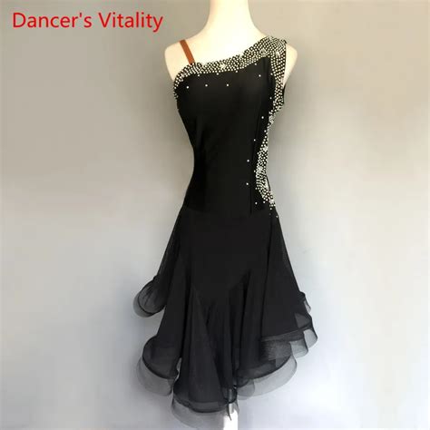 Custom Made Latin Dance Dress Women Girls Rumba Cha Cha Dresses Luxury Diamond Hollow Out