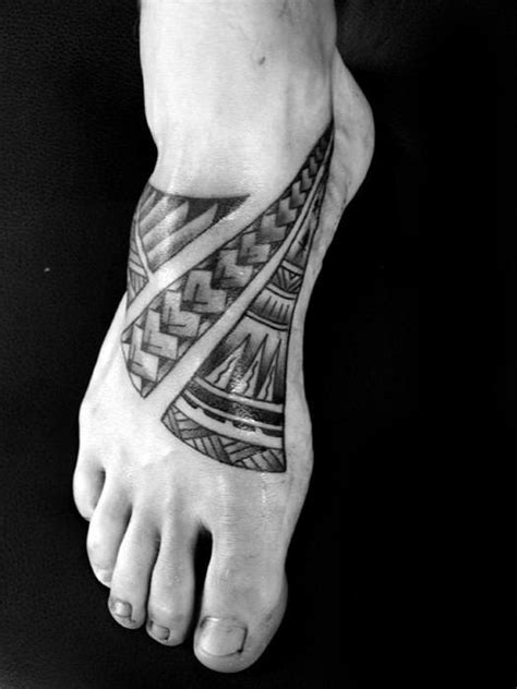 One of the most unique tattoo ideas for men is this image tracing its way from the heel of the foot and finding its way up to the legs. 40 Tribal Foot Tattoos For Men - Manly Design Ideas