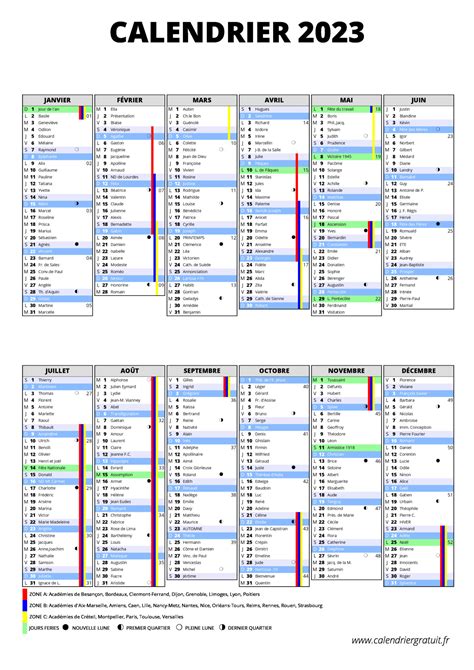 Calendrier 2023