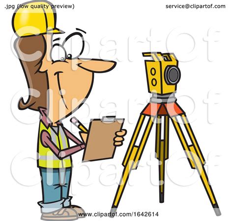 Cartoon White Female Surveyor Taking Notes By Toonaday 1642614