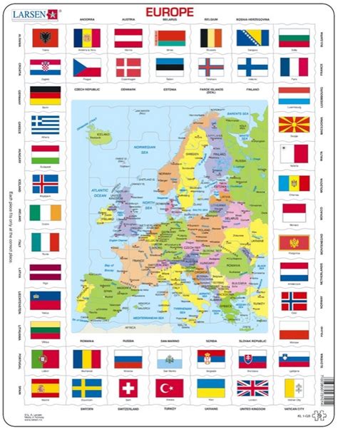 Puzzle Europakarte Und Flaggen Auf Französisch Larsen Kl1 Fr 70 Teile