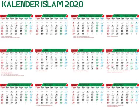 Druckbare Islamische Kalender 2020 Hijri Kalender 1441