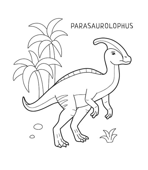 Dibujo De Dinosaurio Parasaurolophus Para Colorear Para Niños Vector