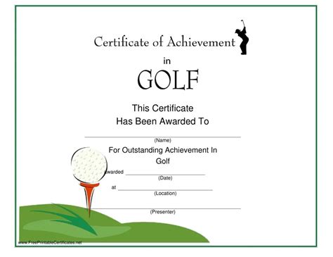 Free Printable Golf Certificates Printable Word Searches