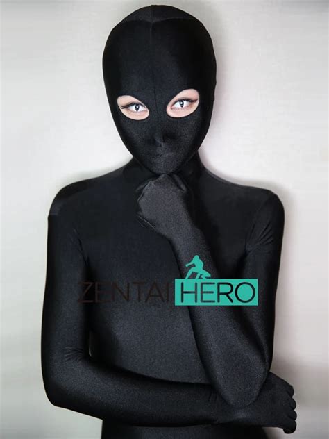 free shipping sexy black color smooth full body lycra second skin tight zentai suit long sleeve