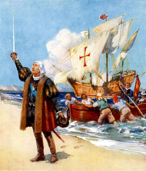 Christopher Columbus Landing In The New World Spanish Conquest War