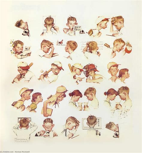 Paintings Reproductions Faces Of Boy By Norman Rockwell Inspired By
