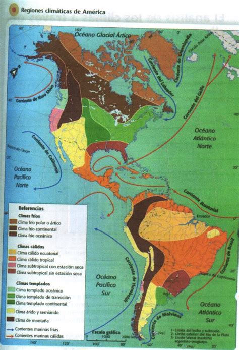 GeografÍa De AmÉrica Mapa ClimÁtico De AmÉrica Y Corrientes Marinas