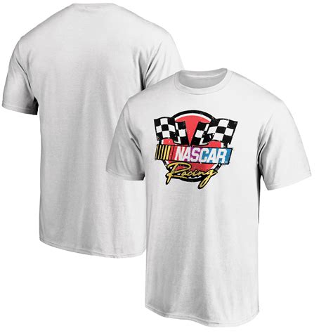 Mens Nascar Fanatics Branded White 90s Racing Badge T Shirt