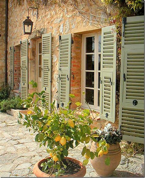 Shutters Flagstone Walkway Green Shutters Provence France Provence
