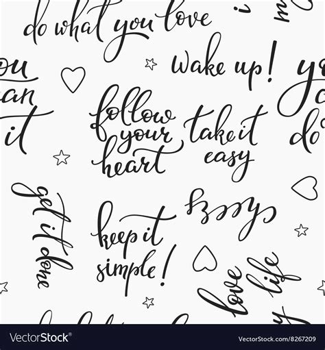 Lettering Seamless Pattern Positive Words Vector Image