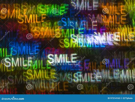 Beautiful Background With Different Colored Word Smile Abstract Stock