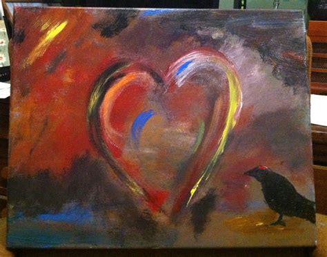 Acrylic Painting On 20x16 Stretched Canvas Heart Of Mixed Emotions
