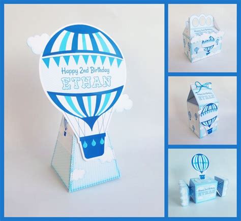 Hot Air Balloon Birthday Favor Box Personalized Candy Box Etsy