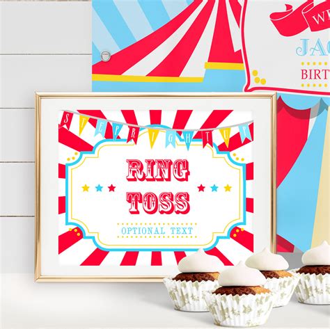 Printable Bright Red Circuscarnival Game Sign Anna And Ivey Design Co