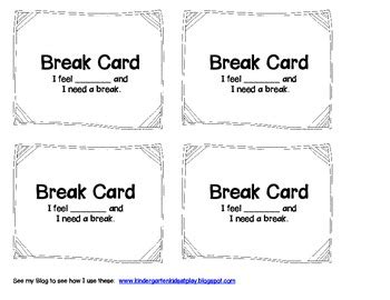 Maybe you would like to learn more about one of these? Break Cards by Kindergarten Kids At Play | Teachers Pay ...