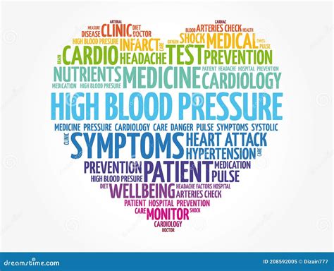 High Blood Pressure Hbp Heart Word Cloud Health Concept Background