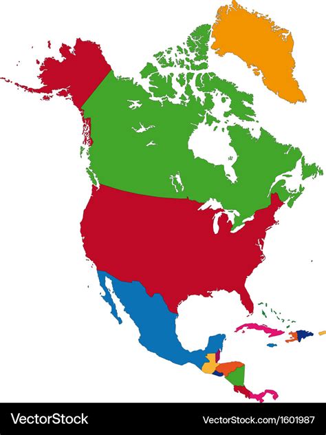 Colorful North America Map Royalty Free Vector Image