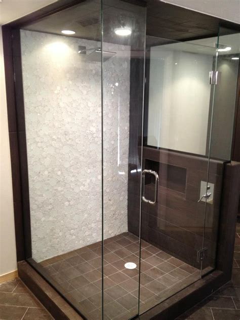 Stand Up Shower With Glass Tile From The Other Angle Home Remodeling