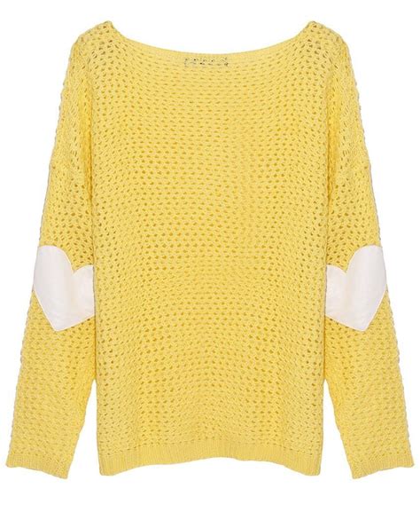 Romwe Heart Shaped Elbow Patch Knitted Jumper