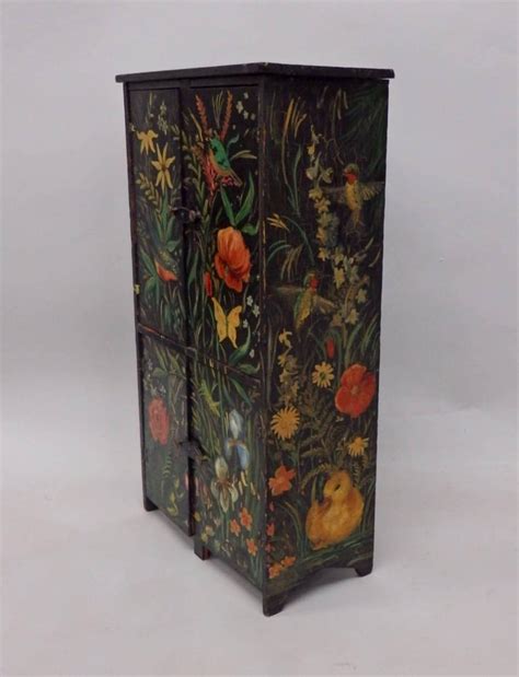 Diminutive Hand Painted Folk Art Cabinet For Sale At 1stdibs