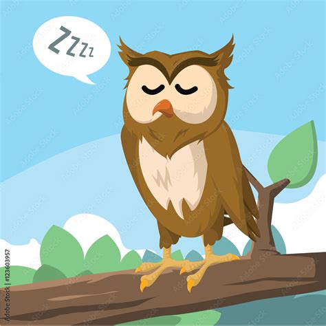Owl Sleeping Vector Illustration Design Stock Vector Adobe Stock