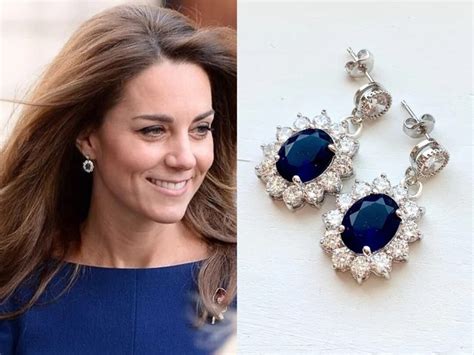 Kate Middleton Sapphire Blue Cubic Zirconia Art Deco Earring Etsy
