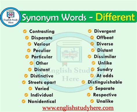 Different Synonyms Words English Study Here English Study English