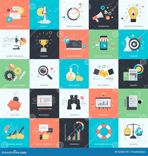 Set Of Flat Design Style Icons For Business And Marketing Stock Vector
