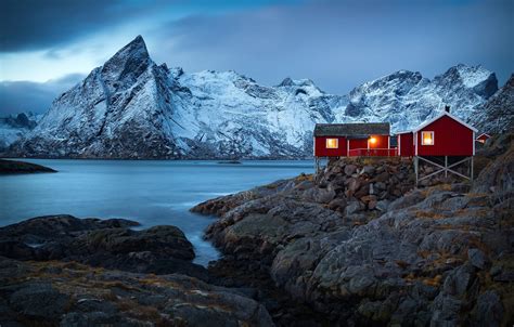 Wallpaper Winter Mountains Nature Rocks Norway Houses The Village