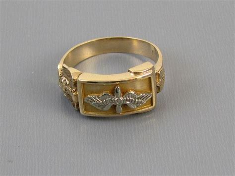 Mans Vintage Ww2 Us Army Air Corps Military Air Force 10k Gold Ring