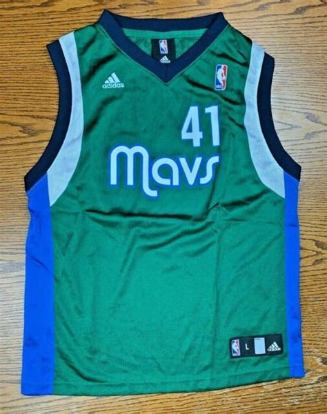 Kids Adidas Dallas Mavericks Dirk Nowitzki 41 Replica Green Jersey L