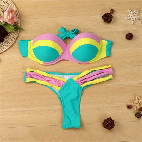 2pcs Sexy Swimwear Women Bikini Bottoms Bandage Bikinis Women 2017 Plus Size Swimsuit Girls