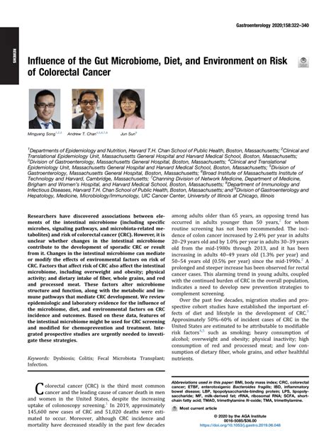 Pdf Influence Of The Gut Microbiome Diet And Environment On Risk Of