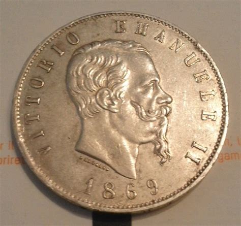 5 Lire 1869 M Vittorio Emanuele Ii 1861 1878 Italy Coin 37499