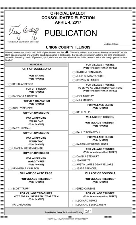 Union County Sample Ballot