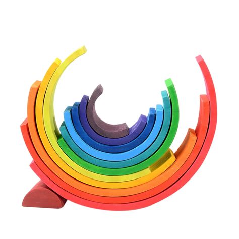 12pcs Rainbow Blocks Arched Building Blocks Wooden Educational Toys For