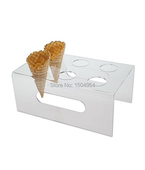 Hmrovoom Holes Acrylic Ice Cream Cone Holder Stand With Armrests New Type Acrylic Ice Cream